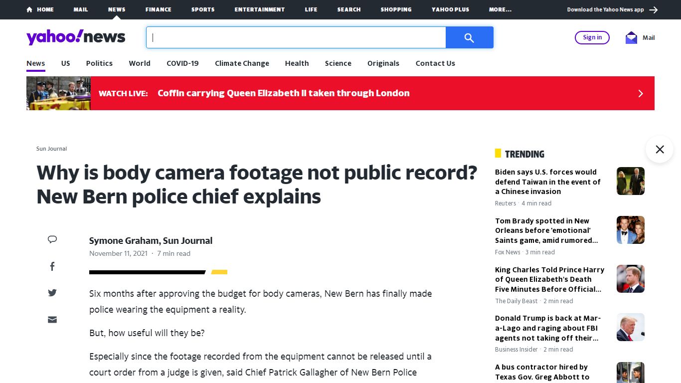 Why is body camera footage not public record? New Bern police chief ...